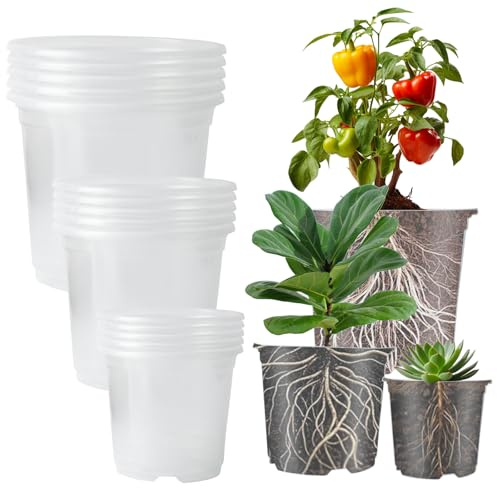 15 stycken transparenta odlingskrukor för växter kruka, 9/10/13 cm blomkrukor plast, bottenkruka orkidé kruka transparent, odlingskruka, växtkruka transparent för orkidéer kaktus