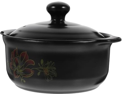 Homoyoyo Soupière en Céramique 1,6L Couvercle Résistant au Feu, Casserole pour Cuisson Saine de Bouillon de Volaille et Plats Mijotés la Maison pour 1-2 Personnes