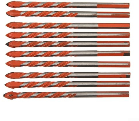 Juego de 10 brocas de carburo de 6 mm para azulejos de porcelana, hormigón, ladrillo, vidrio, mármol, madera dura con eje en espiral para un rendimiento de perforación limpio