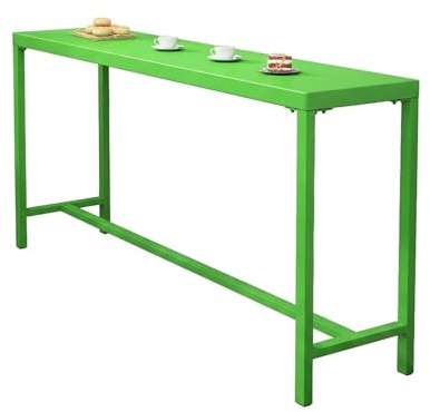 Industriell Metallbartabell, 120/140cm Extra HöG Pubbord FöR Små Utrymmen, Robust StåEnde Konsolbord, AlltväDer Smal HöG Bord FöR KöK, Balkong Och Uteplats(Green,140cm/55)