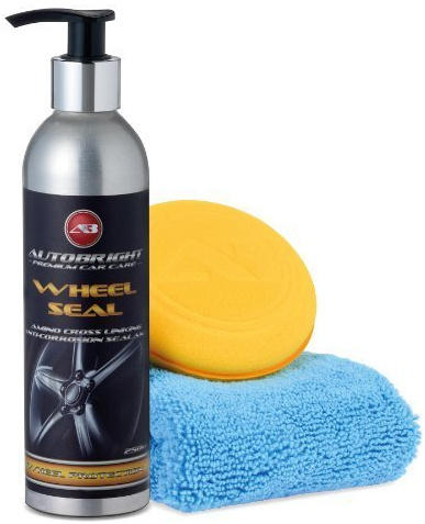 Autobright Wheel Seal Kit 250ml for alloy wheel rim sealant protection plus plush microfibre and wax applicator