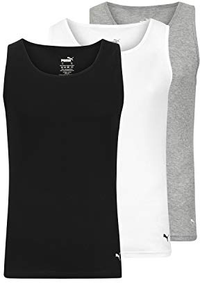 Puma Undertröja för män (förpackning med 3), Vit/grå/svart, XL
