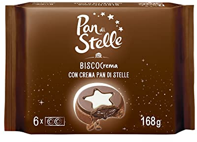Pan di Stelle Biscocrema, Biscotti al Cacao e Nocciola con Crema Pan di Stelle, Copertura di Cioccolato e Crema al Latte,168 g
