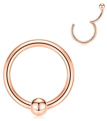 316L Chirurgischer Stahl Klappbarer nahtloser Septum-Clicker-Ring 20G / 18gG / 16G / 14G / 12G / 10G / 8G Nasenring Tragus Knorpel Helix Daith Tragus Ohrring Reifen Piercing Schmuck für Frauen Mädchen