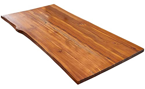 SAM Tischplatte Esra 160x85 cm, cognacfarben, Akazie massiv, 26 mm, stilvolle Baumkanten-Platte, pflegeleichtes Unikat