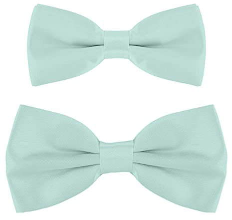 DonDon Vater-Sohn Fliegen Set im Partnerlook, bereits gebunden und verstellbar - Mintgrün