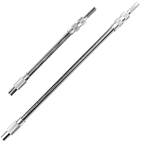 Guyuyii 2 Pcs Flexible Drill Bit Extension - 1/4 Inch Magnetic Hex Shaft, 360° Rotating Bendable Drill Bit Extender for General Use, Home Repairs, DIY Projects, and Screw Retrieval - 7.9 and 11.8