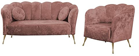Mirjan24 Sofagarnitur Telomin I + II, Sofa Sessel Couch Polstersofa Couchgarnitur Fernsehsessel Polstergarnitur Farbauswahl (Füße: Gold, Eureka 2142)