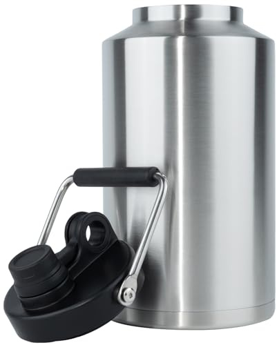 Kerilyn Insulated Gallon Jug with Handle, One Gallon, 128 Ounces, Stainless Steel, Large Double Vacuum Water Bottle for Hot & Cold Drinks, Wide Mouth, Sweat Proof, Great for Travel, Camping
