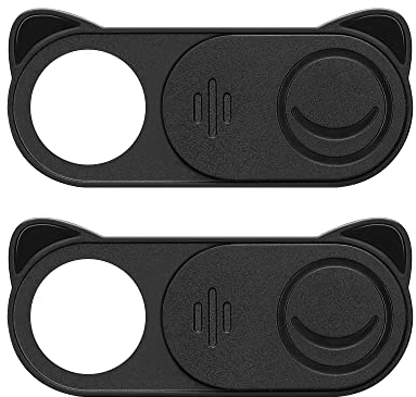 kwmobile Webcam Abdeckung für Tablet Laptop Notebook u.a. - 2X Kamera Cover Ultra dünn - Kunststoff Schutz Schieber Slider - Schwarz