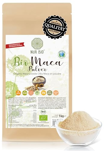 NUR BIO Bio Maca Wurzel Pulver peruanische Anden Rohkost ohne Zusätze 1kg