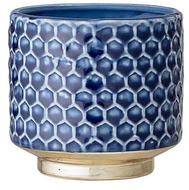Nordring Retro Übertopf Vintage Pflanztopf für Zimmerplanzen Blumentopf Goldy S (10 cm ø), blau, Keramik