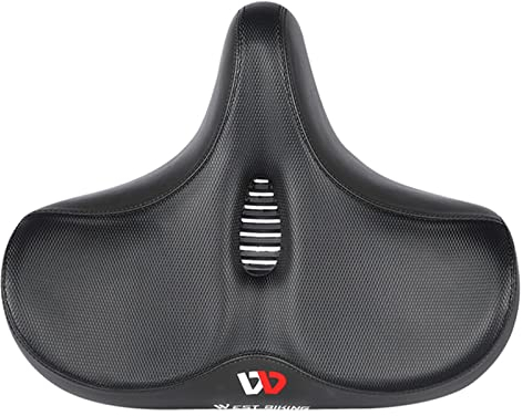Soyeacrg Übergroßer, breiter, bequemer Fahrradsattel für Damen und Herren, weicher Memory-Schaum-Fahrradsitz für Übungen, Spin, stationäre Sport-Mountainbikes, Rennräder im Freien,Black