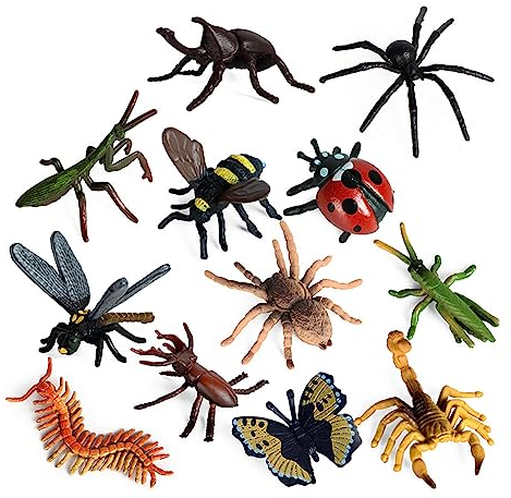 Eterspr 12 Stück Mini set von Dschungel-Tieren, Kunststoff Insekten, Realistische Wanzen, für Die Aufklärung von Kindern Uber Insekten