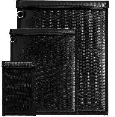 Signal Blocker Tasche, 3 Stuck Feuerfeste/Wasserdichte Gelddokumententasche, Diebstahlschutz, Anti-Tracking und Signalblocker für Laptops, Handys, Autoschlüssel