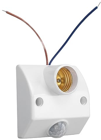 Pir Motion Sensor Light Socket, E27 LED Bulb Base Human Body Sensor Lamp Holder, Human Body Induction Adjustable Auto on Off Light Control Lamp Holder for Garage Porch Stairs