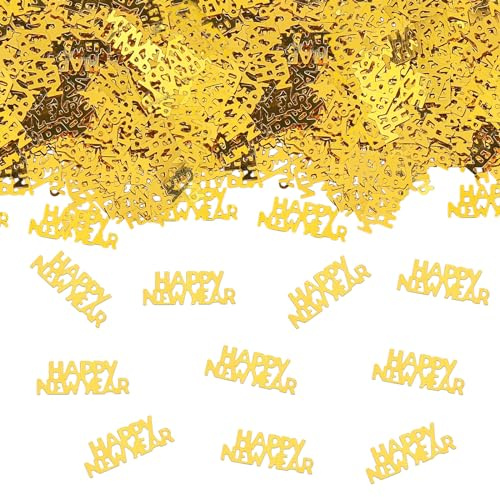 GoldRock Konfetti Streudeko Silvester Deko 2024 Gold, 500 Stk Tischdeko,Happy New Year Deko,Neujahr Confetti,Glitzer Dekoration,Neujahrsdeko Luftschlangen für Karneval Party, GRKGHPBD2210