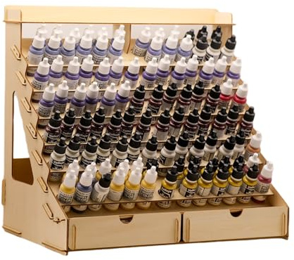 Sokipa Modular Painting Organizer - Holds 105 Vallejo Bottles, 14 Brushes, 2 Cabinets and Miniature Holders - Art Tool Storage Rack for Miniature Set