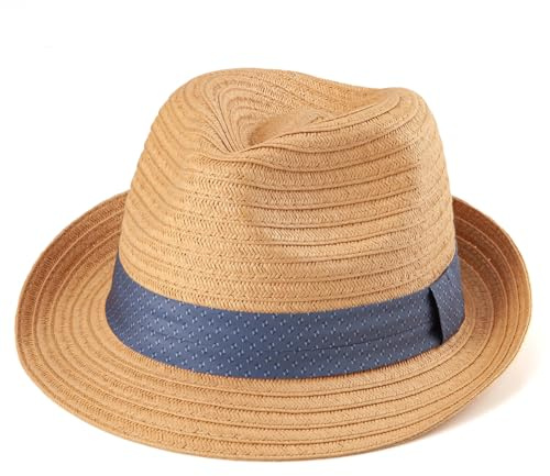 Cappello in paglia da uomo, cappello estivo in paglia Fedoras, cappello da sole, da viaggio, spiaggia, panama, 007 Cachi, M/L