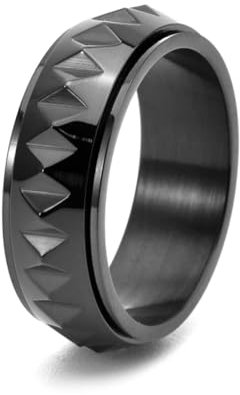 Dsnyu Anxiety Ring Herren, Black Ring Man Dreiecksform Drehbar Schmuck 8mm Breit Titan Größe 54 (17.2) Komfort Fit mit Box