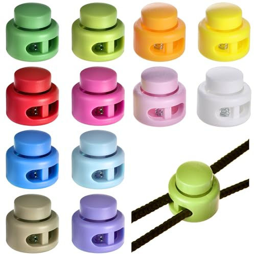 GGXZHT 12 Stück Kordelstopper, 2-Loch Schlösser für Kordel, Kunststoff-Kordel Verschlüsse, Kordelklemme für Kordelzug-Taschen, Kleidung, Rucksäcke