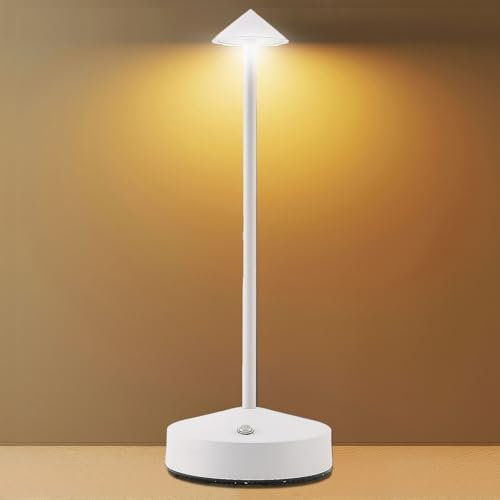 Ruspela Table Lamp Cordless 6000mAh Modern Rechargeable Bedside Light Battery Powered LED Touch Adjustable Desk Lamp 3 Color Stepless Dimmable for Home Dinner Table Bedroom Bar Restaurant