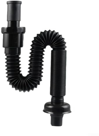 Flexibles Teleskop-Abflussrohr, Ablaufrohr-Armaturen für Waschbecken, widerstandsfähige Materialien, einfache Installation (schwarz)