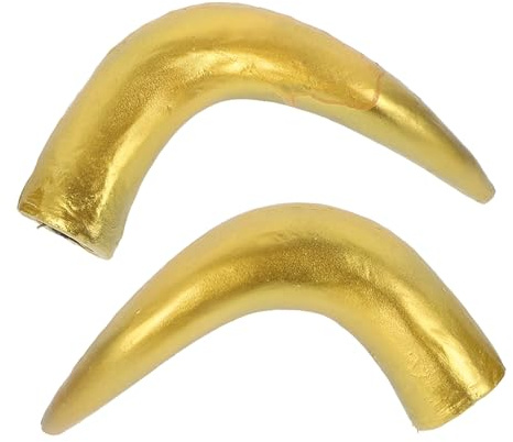 Garneck Halloween Kopfschmuck Bull Hörner Kunststoff Horn Kopfbedeckung Set Stirnband Zubehör 21cm Gold Paar
