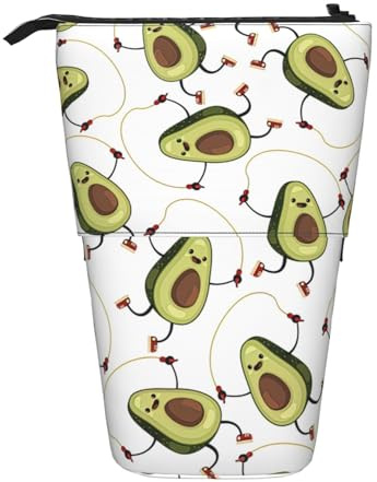 WURTON Lustiges Federmäppchen mit Cartoon-Avocado-Druck, Teleskop-Etui, vielseitige Aufbewahrungstasche, Büro und Erwachsenen-Aufbewahrungsbox, Geschenke