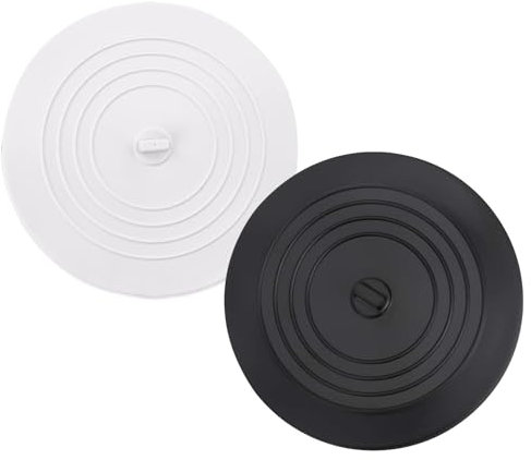 JCUGSBS Tappo Di Scarico In Silicone,2PC Tappi Per Vasca,Tappo Universale In Silicone,Tappo Ventosa Per Vasca,Tappi Di Scarico Multifunzionali,Per Vasca Per Cucine Bagno Lavanderia Doccia,negro/blanco