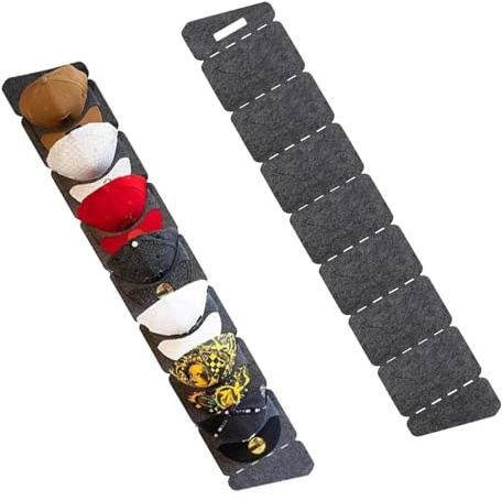 HERKINDNESS Baseball Kappen Cap Halter, Einreihig Klappbar Kappenhalter, mit 7 Taschen Cap Aufbewahrung, Cap Organizer, Wandhalterung für Caps, für Caps Baseballcaps