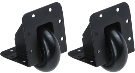 YUCHUANGYE Castor Wheels 2pcs Heavy Duty Metal Recessed Corner Caster 3in Built-in Invisible Wheels Directional Black Flight Case Toolbox Chest Luggage Casters Wheels