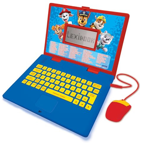 LEXIBOOK, Paw Patrol, Bilingual Educational Laptop French/English, Children’s Toy with 124 Activities in Language, Writing, Mathematics, Logic, Music, and Games, Blue/Red, JC598PAi12