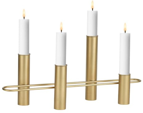 Moderner Adventskranz Filip handgemacht aus Metall in Gold 33 cm hoch