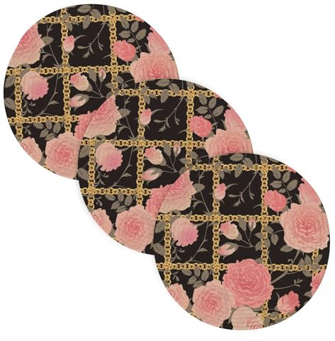 Sottopentola da tavola per piatti caldi, 38,1 cm, in filo di cotone intrecciato, sottopentola per pentole istantanee, decorazione moderna per fattoria e fiori di pesco, 3 pezzi