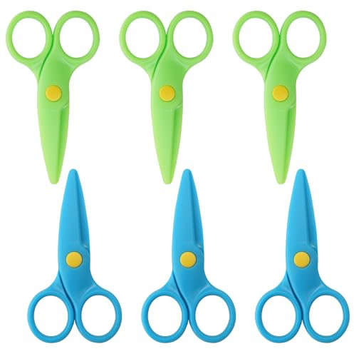 ZMDMAH para niños pequeños 6 unidades, cortador de plástico PP de 10 cm, tijeras para papel, tijeras preescolares, tijeras para manualidades