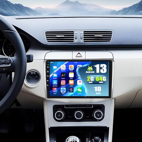 SIXWIN 2+64G Android 13 Radio Coche para VW Passat B6 B7 Magotan CC con Mirrorlink,10.1 Pulgadas Pantalla Táctil con Bluetooth/WiFi/GPS/FM/RDS/USB con Cámara Trasera