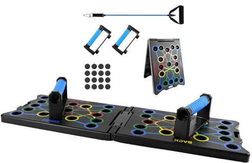 Multifunktions Liegestützgriffe 24 In 1, Liegestütze Brett Push Up Board mit Handgriff, 2 Elastisches Widerstandsseil für Muskeltraining Fitness