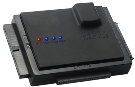 NUOBESTY Adaptador para Disco Duro IDE USB 3.0 Negro Abs para HDD y SSD | 2, 5 y 3, 5 Pulgadas, Admite hasta 5000 Gb, Conexión Simultánea de Dos Unidades