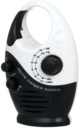 Tadoiooy Radio portátil Mini FM Am Impermeable para Ducha, con música, Ideal para baño, Cabina de baño, Color Negro, con potentes Altavoces de Alta fidelidad.