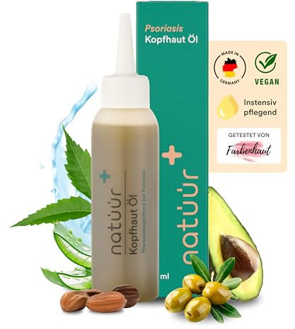 Natür - Aceite de cuero cabelludo con extracto de neem (10 ml) – Contra el cuero cabelludo seco, picazón y caspa, aceite de jojoba, aceite de oliva y aceite de aguacate, 100% vegano, fabricado en DE