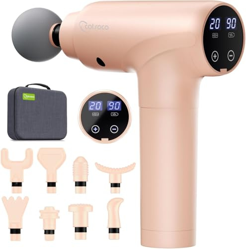Pistolet de Massage Musculaire Anti-Douleur Sportif, Massage Gun Électrique Silencieux, 9 Têtes Interchangeables & 20 Vitesses Réglables, Idéal comme Cadeau pour Détente, Relaxation et Récupération