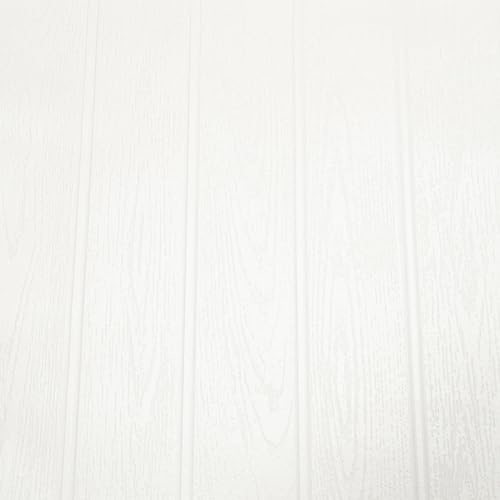 SOPHIE LAURENCE White Beaded Wood Wallpaper Paintable Panel Effect Textured Free Match Feature 10m Roll