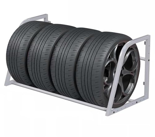 Supporto per Pneumatici da Garage, Supporto da Parete per Pneumatici in Metallo Argentato, ripiano per riporre Pneumatici in Garage, Supporto per più Pneumatici