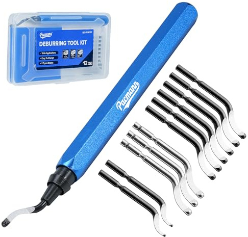 PACMANN Deburring Tool, 11 High-Speed Steel Blades, 360-Degree Rotary Head | Deburring Tool for 3D Printing, Metal, Stainless Steel, Resin, PVC Pipes, Plastic, Aluminum, Copper, Wood