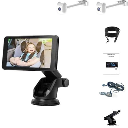 YIZITU Dispositivo De Monitoreo Vehículos para Niños Múltiples Pantalla 7 Visualización Rápida Construcción ABS Giratoria 360 ​​​​Grados Viajes Familiares Monitor Bebés