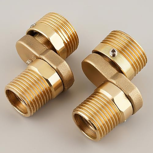 BiaoTeng Excentricas Grifo Ducha Ajustable 0~40° Giratorio de 360° 2 Piezas Adaptador para Ducha de Pared 3/4 a 1/2 Oro