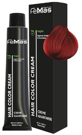 FemMas Haarfarbe Dunkelblond Rot Ultra Intensiv 66.66 I Creme Haarfarbe mit Arganöl, Keratin & Ceramiden I Als dauerhafte Haarfärbung oder Tönung für strahlende, haltbare Farbergebnisse I 100 ml