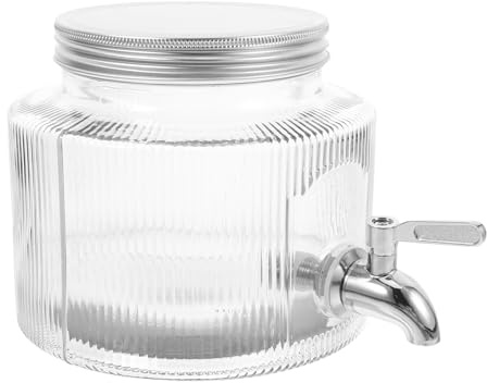 TIKODIDA Dispensador de Bebidas de Vidrio Grifo Inoxidable 2.8l, Jarra de Agua para Refrigerador, Contenedor de Jugo Frío para Casa y Fiesta, Adecuado para Té, Limonada y Refrescos