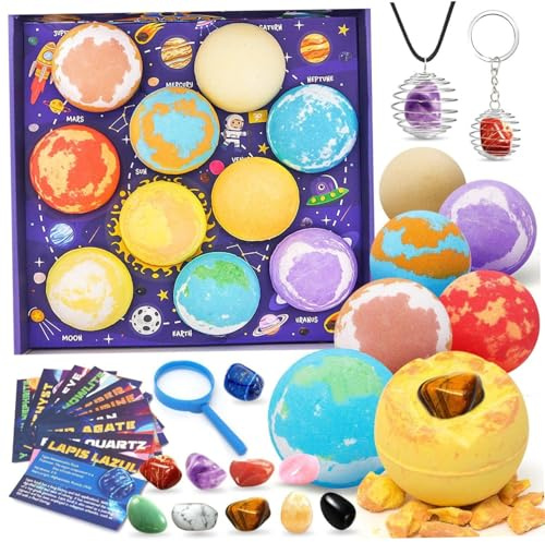 Bombe da doccia, 10 pezzi/set 60g Palline da bagno Space Planet con giocattoli all'interno - Bombe da doccia con ingredienti naturali per bambini, Divertente bagno per ragazzi e ragazze